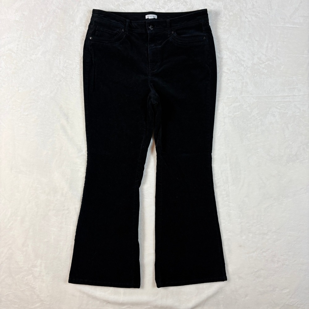J. Jill Corduroy Pants Women 12 Petite Black Excellent Flare Leg Stretch